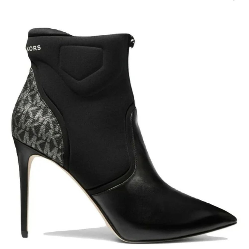 MICHAEL KORS UMA LEATHER AND SCUBA ANKLE BOOTS